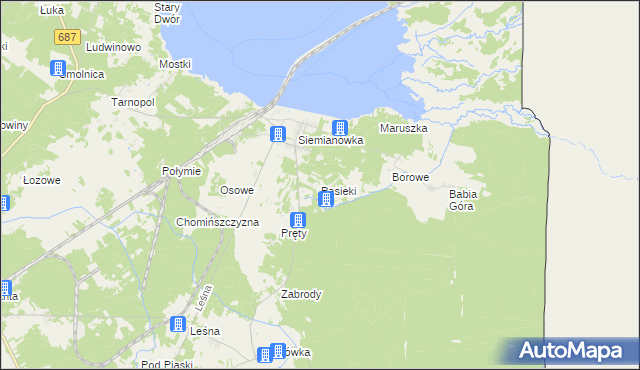 mapa Pasieki gmina Narewka, Pasieki gmina Narewka na mapie Targeo