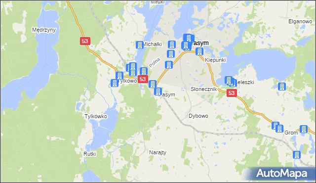mapa Pasym powiat szczycieński, Pasym powiat szczycieński na mapie Targeo