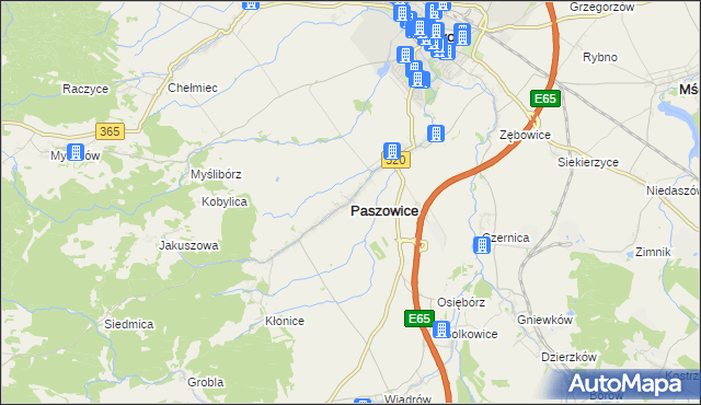 mapa Paszowice, Paszowice na mapie Targeo