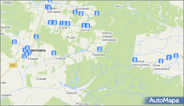mapa Pawłowa gmina Adamówka, Pawłowa gmina Adamówka na mapie Targeo