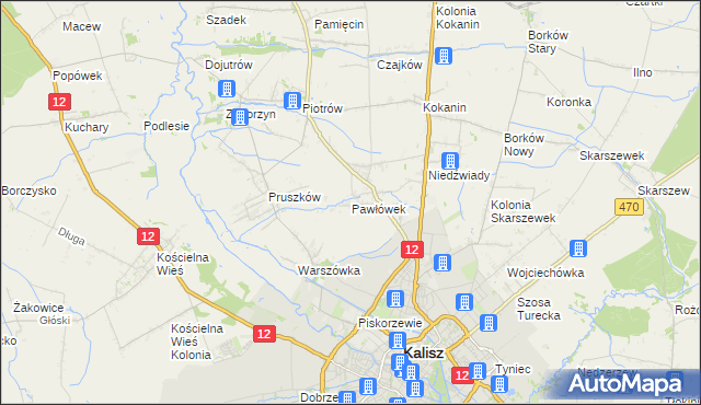 mapa Pawłówek gmina Blizanów, Pawłówek gmina Blizanów na mapie Targeo