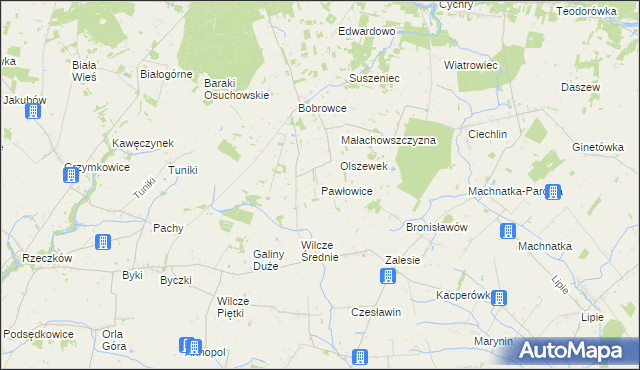 mapa Pawłowice gmina Mszczonów, Pawłowice gmina Mszczonów na mapie Targeo