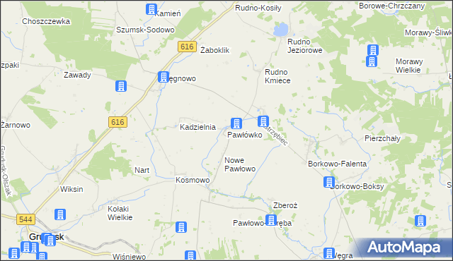 mapa Pawłówko gmina Czernice Borowe, Pawłówko gmina Czernice Borowe na mapie Targeo