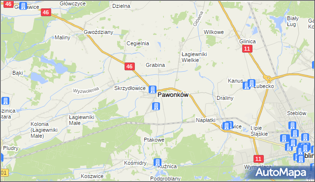 mapa Pawonków, Pawonków na mapie Targeo