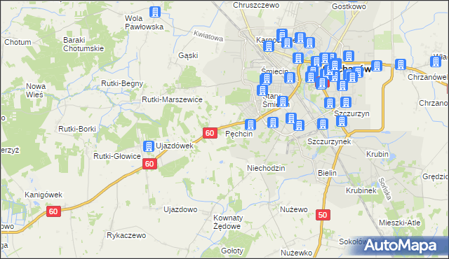 mapa Pęchcin, Pęchcin na mapie Targeo