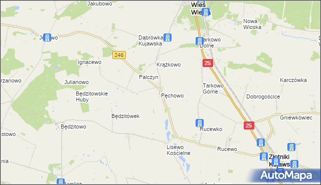 mapa Pęchowo, Pęchowo na mapie Targeo