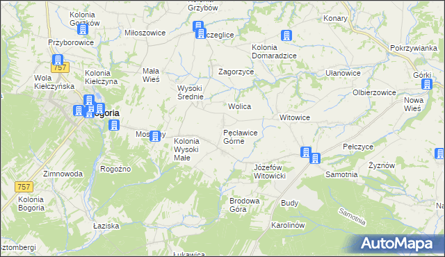 mapa Pęcławice Górne, Pęcławice Górne na mapie Targeo