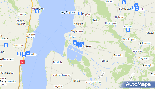 mapa Pęczniew, Pęczniew na mapie Targeo