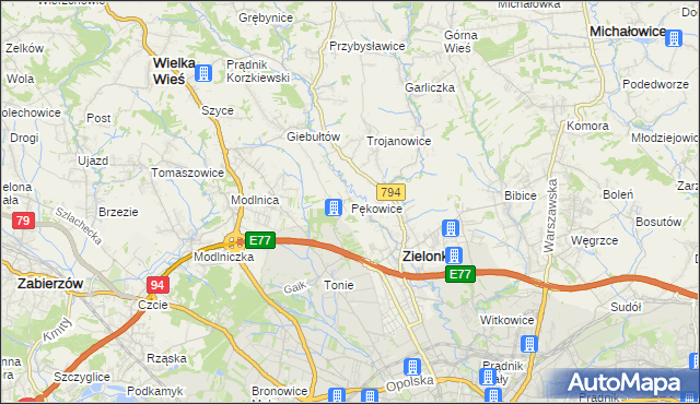 mapa Pękowice, Pękowice na mapie Targeo