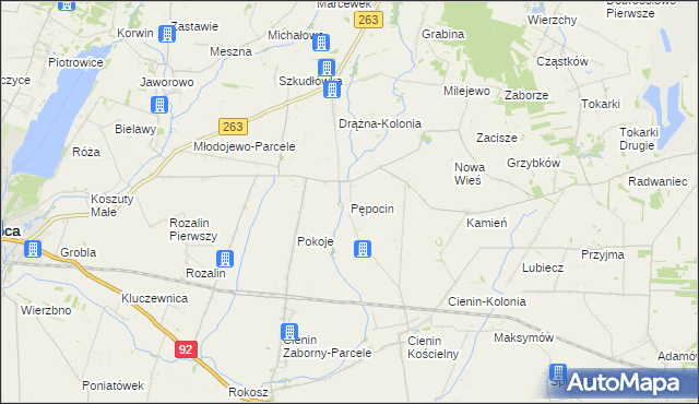 mapa Pępocin, Pępocin na mapie Targeo