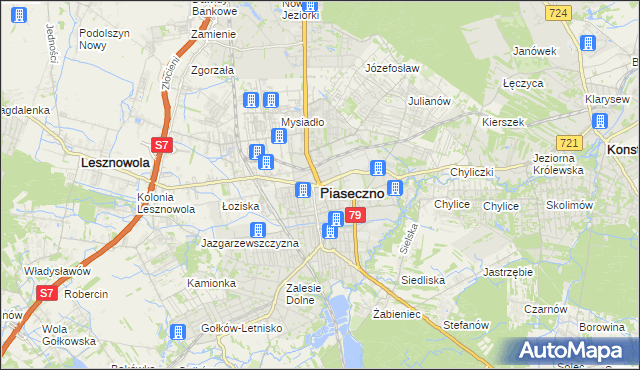 mapa Piaseczno, Piaseczno na mapie Targeo