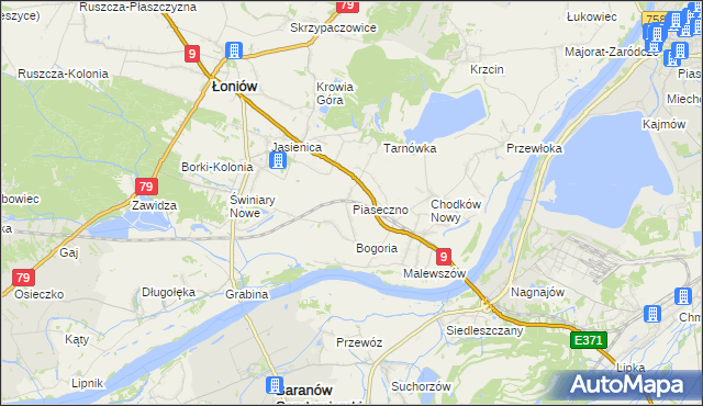 mapa Piaseczno gmina Łoniów, Piaseczno gmina Łoniów na mapie Targeo