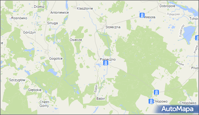 mapa Piaseczno gmina Trzcińsko-Zdrój, Piaseczno gmina Trzcińsko-Zdrój na mapie Targeo