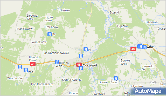 mapa Piaski gmina Odrzywół, Piaski gmina Odrzywół na mapie Targeo