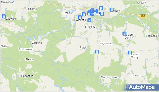 mapa Piaski gmina Resko, Piaski gmina Resko na mapie Targeo