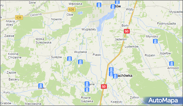 mapa Piaski gmina Strachówka, Piaski gmina Strachówka na mapie Targeo