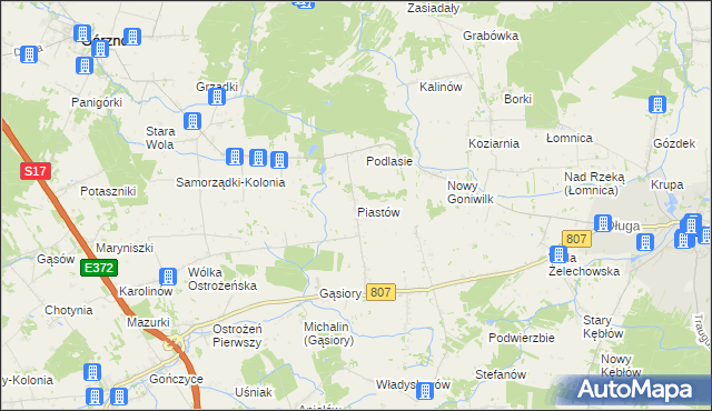 mapa Piastów gmina Żelechów, Piastów gmina Żelechów na mapie Targeo