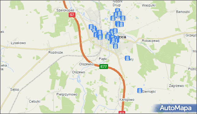 mapa Piątki gmina Nidzica, Piątki gmina Nidzica na mapie Targeo