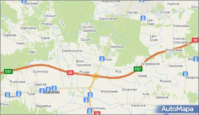 mapa Pichlice, Pichlice na mapie Targeo