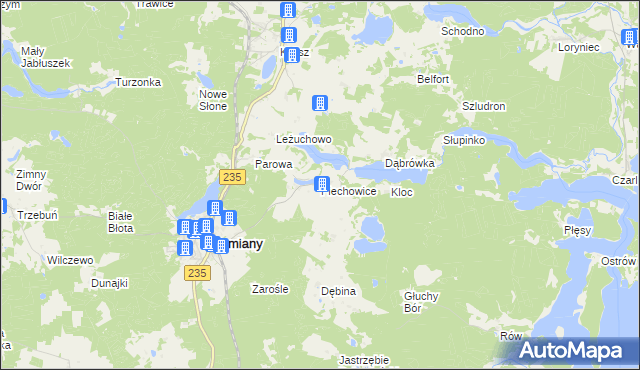 mapa Piechowice gmina Dziemiany, Piechowice gmina Dziemiany na mapie Targeo