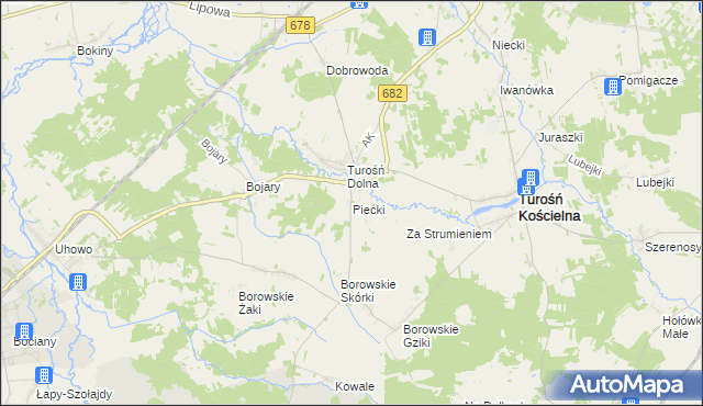 mapa Piećki, Piećki na mapie Targeo