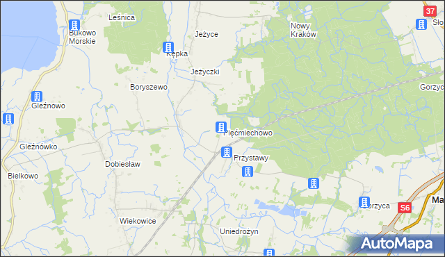 mapa Pięćmiechowo, Pięćmiechowo na mapie Targeo