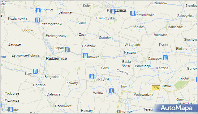 mapa Pieczonogi gmina Pałecznica, Pieczonogi gmina Pałecznica na mapie Targeo