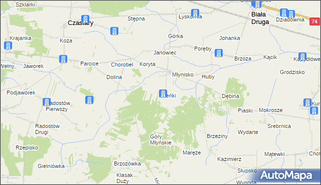 mapa Pieńki gmina Biała, Pieńki gmina Biała na mapie Targeo