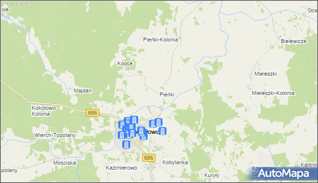 mapa Pieńki gmina Michałowo, Pieńki gmina Michałowo na mapie Targeo