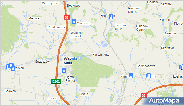 mapa Pierwoszów, Pierwoszów na mapie Targeo