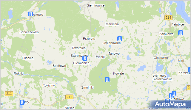 mapa Pieski gmina Cewice, Pieski gmina Cewice na mapie Targeo