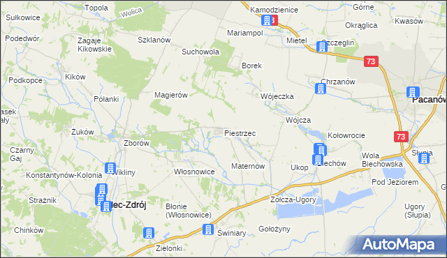 mapa Piestrzec, Piestrzec na mapie Targeo