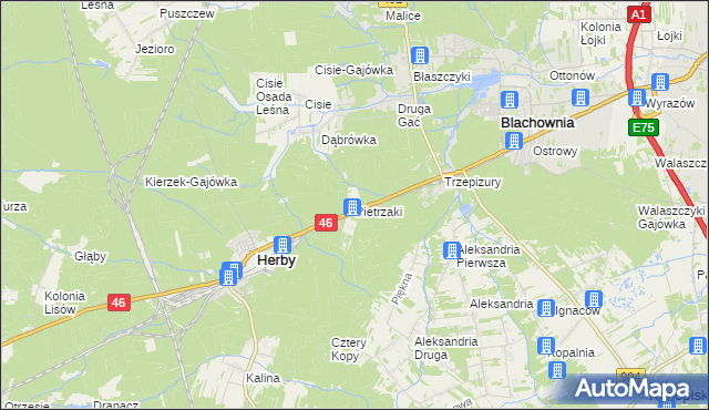 mapa Pietrzaki, Pietrzaki na mapie Targeo