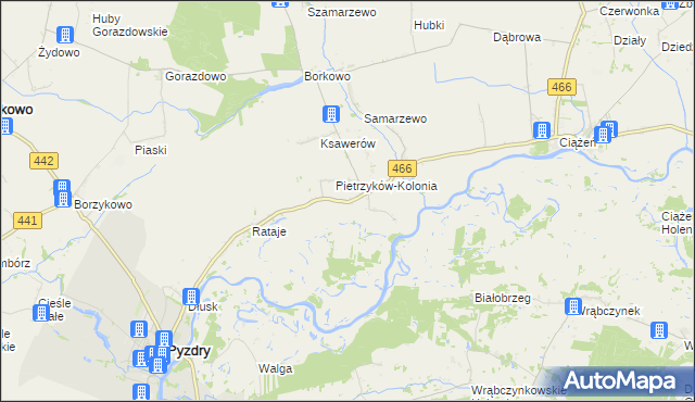 mapa Pietrzyków gmina Pyzdry, Pietrzyków gmina Pyzdry na mapie Targeo