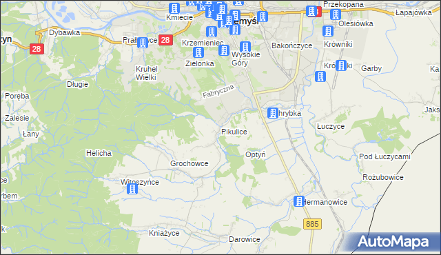 mapa Pikulice, Pikulice na mapie Targeo