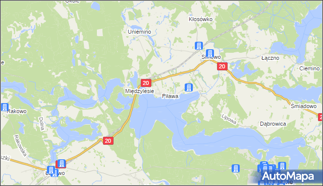 mapa Piława gmina Borne Sulinowo, Piława gmina Borne Sulinowo na mapie Targeo