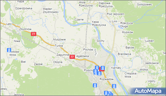 mapa Pilchów, Pilchów na mapie Targeo