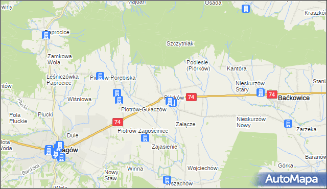 mapa Piórków, Piórków na mapie Targeo