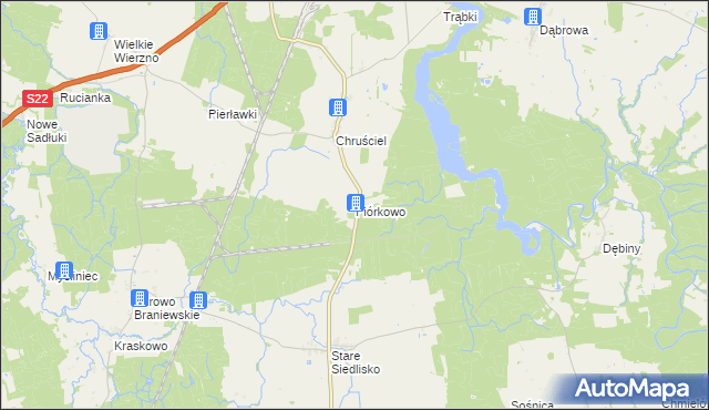 mapa Piórkowo gmina Płoskinia, Piórkowo gmina Płoskinia na mapie Targeo