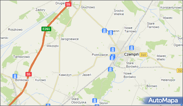 mapa Piotrkowice gmina Czempiń, Piotrkowice gmina Czempiń na mapie Targeo