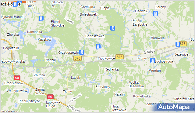 mapa Piotrkowice gmina Żabia Wola, Piotrkowice gmina Żabia Wola na mapie Targeo