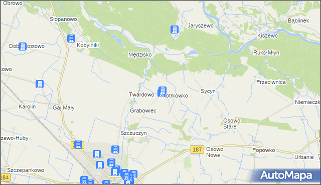 mapa Piotrkówko gmina Szamotuły, Piotrkówko gmina Szamotuły na mapie Targeo