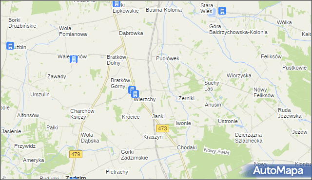 mapa Piotrów gmina Zadzim, Piotrów gmina Zadzim na mapie Targeo