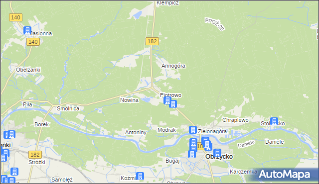mapa Piotrowo gmina Obrzycko, Piotrowo gmina Obrzycko na mapie Targeo