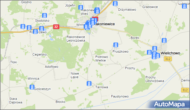 mapa Piotrowo Wielkie, Piotrowo Wielkie na mapie Targeo
