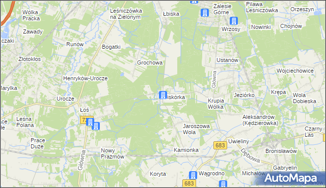 mapa Piskórka, Piskórka na mapie Targeo