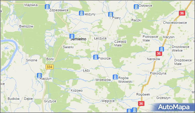 mapa Piskorze, Piskorze na mapie Targeo