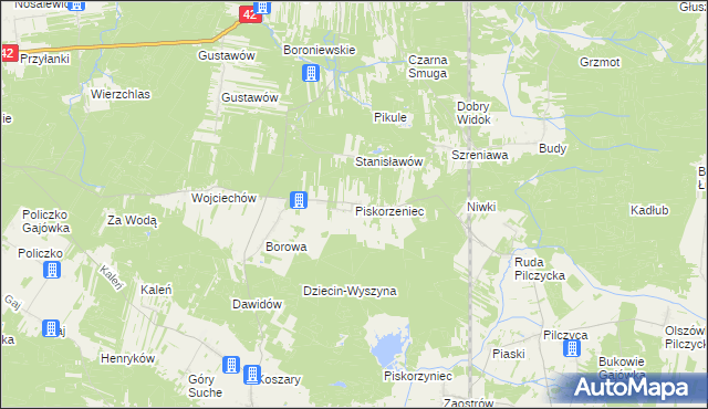 mapa Piskorzeniec, Piskorzeniec na mapie Targeo