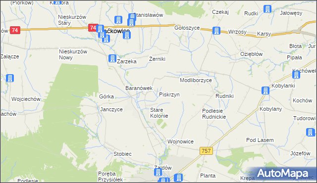 mapa Piskrzyn, Piskrzyn na mapie Targeo