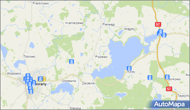 mapa Piszewo, Piszewo na mapie Targeo